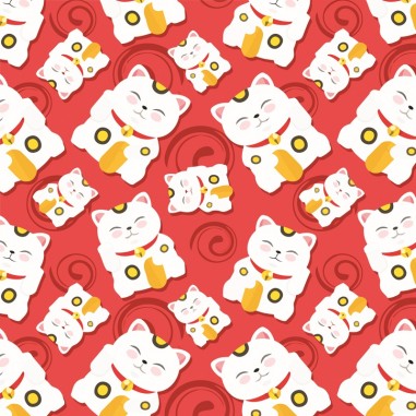 Tela sublimada  -  Gato de la suerte maneki-neko  - 1.5M x 1M